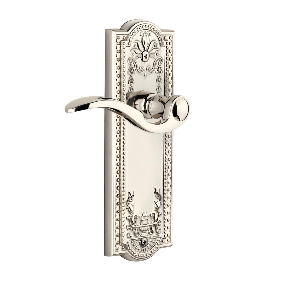 Grandeur by Nostalgic Warehouse PARBEL Complete Passage Set Without Keyhole - Parthenon Plate with Bellagio Lever in Polished Nickel